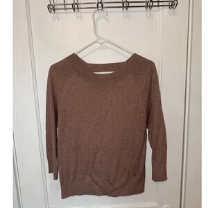Loft Speckled Women's 3/4 Sleeve Rounded Neck Top Brown size S